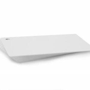 Premium White 760 Micron Cards with 5mm Round Hole Punch in top right corner - Portrait (Pack of 100)