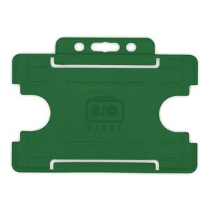 Dark Green Single-Sided BIOBADGE Open Faced ID Card Holders - Landscape (Pack of 100)