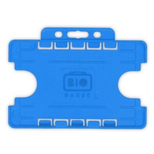 Light Blue Dual-Sided BIOBADGE Open Faced ID Card Holders - Landscape (Pack of 100)