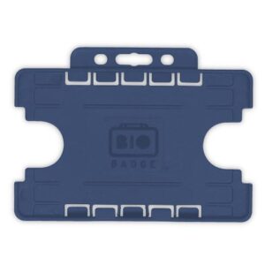 Dark Blue Dual-Sided BIOBADGE Open Faced ID Card Holders - Landscape (Pack of 100)