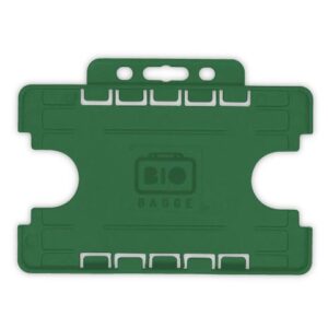 Dark Green Dual-Sided BIOBADGE Open Faced ID Card Holders - Landscape (Pack of 100)