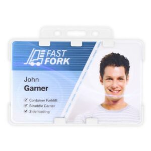 White Dual-Sided BIOBADGE Open Faced ID Card Holders - Landscape (Pack of 100)