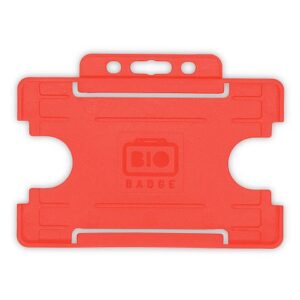 Red Single-Sided BIOBADGE Open Faced ID Card Holders - Landscape (Pack of 100)