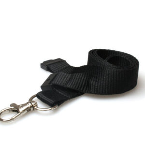 20mm Recycled Black Lanyards with Flat Breakaway and Metal Trigger Clip (Pack of 100)