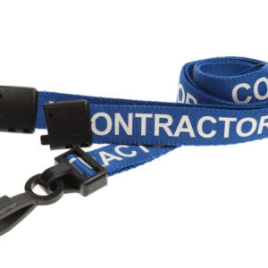 15mm Recycled Blue Contractor Lanyards with Plastic J Clip (Pack of 100)