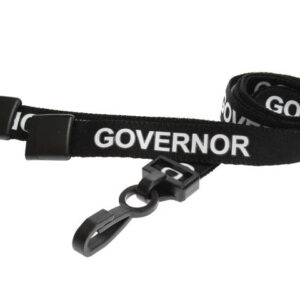 15mm Recycled Black Governor Lanyards with Plastic J Clip (Pack of 100)