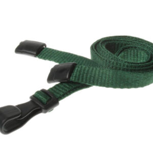 10mm Recycled Plain Dark Green Lanyards with Plastic J Clip (Pack of 100)
