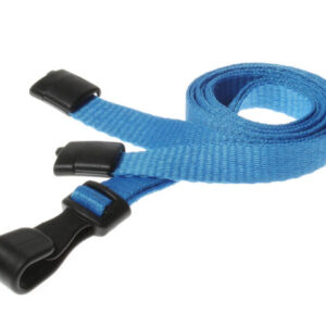 10mm Recycled Plain Light Blue Lanyards with Plastic J Clip (Pack of 100)