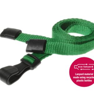 10mm Recycled Plain Light Green Lanyards with Plastic J Clip (Pack of 100)