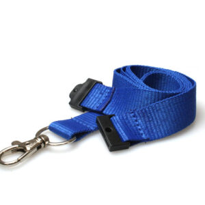 20mm Recycled Mid Blue Lanyards with Flat Breakaway and Metal Trigger Clip (Pack of 100)