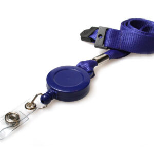 15mm Recycled Plain Navy Blue Lanyards with Card Reels (Pack of 50)