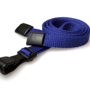 10mm Recycled Plain Navy Blue Lanyards with Plastic J Clip (Pack of 100)