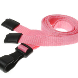 10mm Recycled Plain Pink Lanyards with Plastic J Clip (Pack of 100)