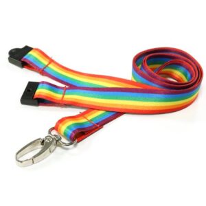 15mm Recycled Rainbow Lanyards with Metal Lobster Clip (Pack of 100)