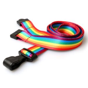 15mm Recycled Rainbow Lanyards with Plastic J-Clip (Pack of 100)