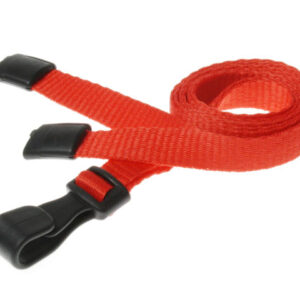 10mm Recycled Plain Red Lanyards with Plastic J Clip (Pack of 100)