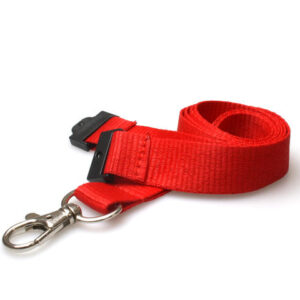 20mm Recycled Red Lanyards with Flat Breakaway and Metal Trigger Clip (Pack of 100)