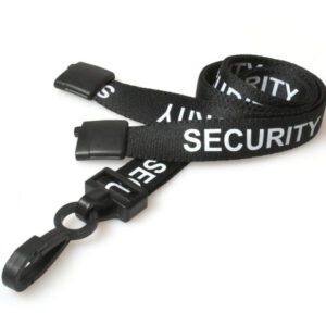 15mm Recycled Black Security Lanyards with Plastic J Clip (Pack of 100)