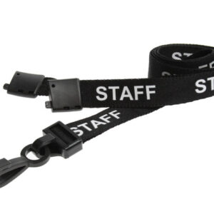 Recycled Black Staff Lanyards Plastic J Clip