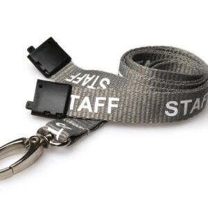 15mm Recycled Grey Staff Lanyards with Metal Lobster Clip (Pack of 100)