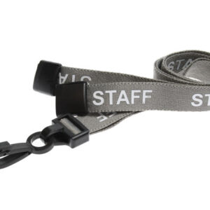 15mm Recycled Grey Staff Lanyards with Plastic J Clip (Pack of 100)