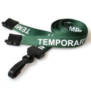 15mm Recycled Green Temporary Lanyards with Plastic J Clip (Pack of 100)