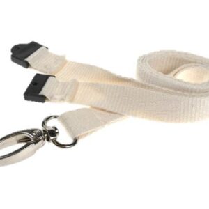 White Bamboo Lanyards with Metal Lobster Clip (Pack of 100)