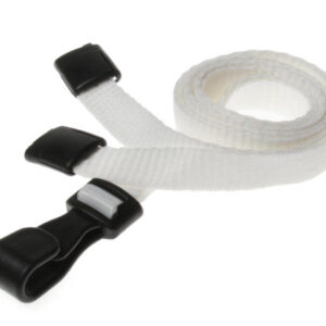 10mm Recycled Plain White Lanyards with Plastic J Clip (Pack of 100)
