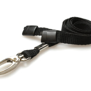 10mm Recycled Plain Black Lanyards with Metal Lobster Clip (Pack of 100)