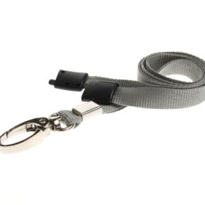 10mm Recycled Plain Grey Lanyards with Metal Lobster Clip (Pack of 100)