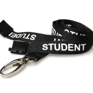 15mm Recycled Black Student Lanyards With Metal Lobster Clip (Pack of 100)