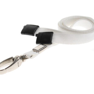 10mm Recycled Plain White Lanyards with Metal Lobster Clip (Pack of 100)